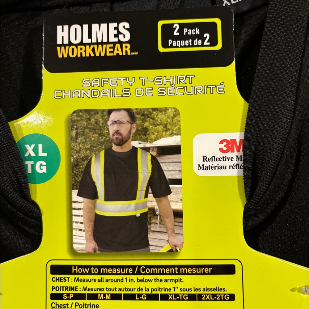 Holmes Workwear Safety T-Shirt with Reflective Stripes XL New - Two Pack